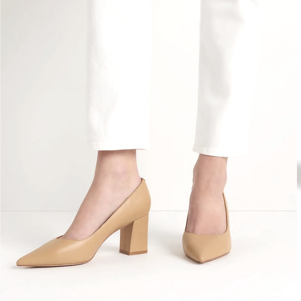 QUINCE Italian Leather 65mm Block Heel Pump Size 7.5 NWB
